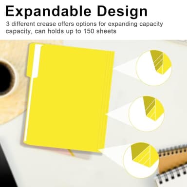 File Folder, RAZCC 150 Pack 1/3 Cut Tab File Folders Letter Size, Yellow, Folders with Tab, Great for Organizing and Easy File Storage - Image 5