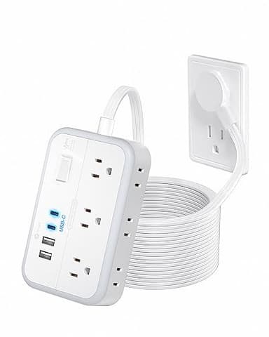 Surge Protector Power Strip with 6 Outlets 4 USB Ports(2USB C), Flat Extension Cord with Multiple Outlets, 1080 Joules, 5 ft Flat Plug Outlet Extender for Indoor, Office Supplies, Dorm Room Essentials - Image 9