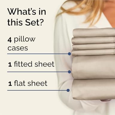 King Sheets Set 6 Piece - Bed Sheets King Size - Soft Hotel Luxury Bedding - Cooling, Comfy & Breathable - 1 Flat & 1 Fitted & 4 Pillowcases with Deep Pockets - Wrinkle Resistant & Fade Free - Cream - Image 2
