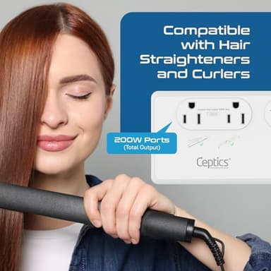 Ceptics 2000W Travel Voltage Converter for Hair Dryer & 200W Convert 220V to 110V for Curling Iron, Straightener, Chargers, Step Down World Power 4 USB Charging QC 3.0 SWadApt Type A, B, C, E/F, G, I - Image 4