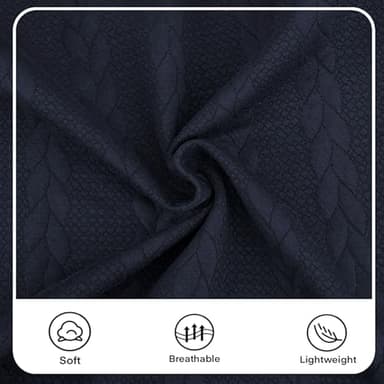 QOSOQ Men's Cable Knit Pullover Sweater Casual Long Sleeve Stand Collar Quarter Button Knitted Sweatshirts Quilted Sweatshirt Navy - Image 6