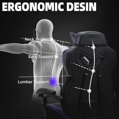 Vonesse Gaming Chair, Big and Tall Gaming Chair with Footrest and Massage, Gaming Chairs for Adults with Lumbar Support, Ergonomic High Back Computer Chair with Pocket Spring Cushion (Purple/Black) - Image 8