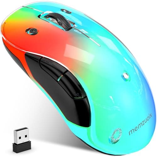 memzuoix 2.4G LED Wireless Mouse, Rechargeable Ergonomic Mouse with Detachable Cover, 1200 DPI Portable Optical Computer Mouse with USB Receiver for Laptop, PC, Desktop and MacBook, 5 Buttons - Image 1