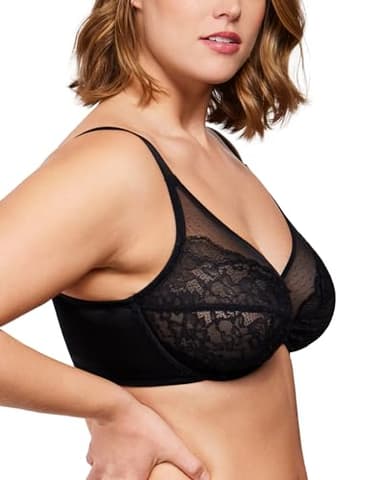 HSIA Minimizer Bras for Women Enchante Full Coverage Underwire Bras Plus Size Lifting Floral Lace Bra for Heavy Breast Black - Image 2