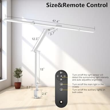 EPABINA 36W Ultra Bright Architect Desk Lamp with Clamp, Tall Overhead Rotatable Led Desk Light for Home Office, 47Inch Long Adjustable Monitor Light Bar with Remote for Computer Screen Desktop Table - Image 5