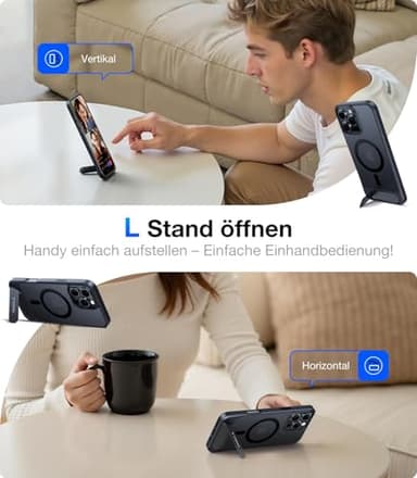 TORRAS Strong Magnetic & Seamless Stand for iPhone 16 Pro Case, [18N Mighty Magnetic] [12FT Mil-Grade Drop Tested] [Fit for MagSafe] Kickstand Protective Slim Phone Case for iPhone 16 Pro 6.3", Black - Image 4