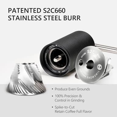 TIMEMORE Chestnut C3 ESP Pro Manual Coffee Grinder, Stainless Steel S2C Conical Burr Hand Coffee Grinder with Foldable Handle, Adjustable Grind Setting for Espresso and Pour Over - Black - Image 3