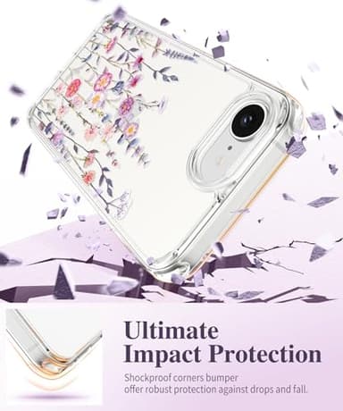 GVIEWIN for iPhone 16e Case with Screen Protector,[Non-Yellowing][Military-Grade Protection] Hard PC&TPU Bumper,Floral Shockproof Protective Clear Phone Case for iPhone 16E 2025(Floratopia/Colorful) - Image 4