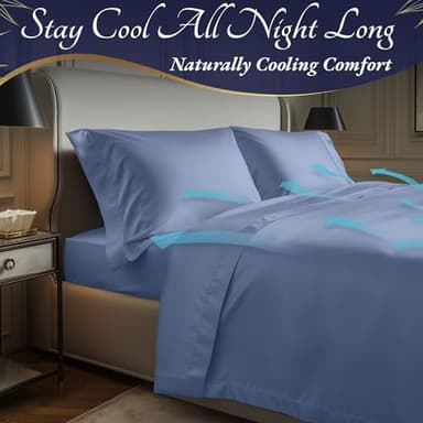 DECOLURE 100% Viscose Derived from Bamboo Sheets King Size 4pcs - Ultra Soft & Luxuriously Cooling, 17" Deep Pocket, Double Stitching, Perfect for Hot Sleepers - King Bed Sheets (Light Blue) - Image 4