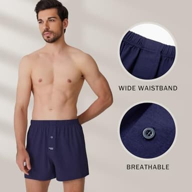 BAMBOO COOL Men's Boxer Short soft and Breathable Knit Boxers for men Moisture-wicking Underwear with Button Fly 3 Pack - Image 4