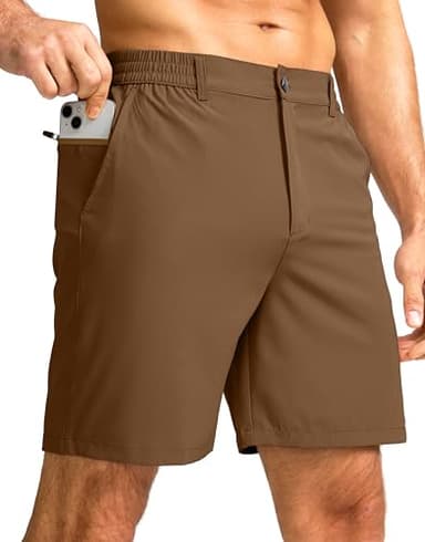 G Gradual Men's Casual Shorts 7" Lightweight Golf Shorts for Men Stretch with 3 Pockets Quick Dry Breathable Work Shorts Brown - Image 1