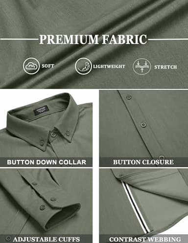 COOFANDY Men's Denim Shirts Business Casual Shirts for Men Spring Shirt, Army Green, X-Large - Image 4