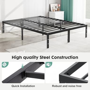 Sweetcrispy Full Bed Frame - 14 Inch Metal Platform Bed Frames for with Storage Space Under Base, Sturdy Steel Slat Support, No Box Spring Needed - Image 5