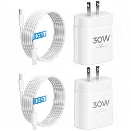 iPhone 17 16 15 Charger Fast Charging 10FT Cable, 30W USB C Charger Block for i Phone 15 16 16e 17 Air Plus Pro Max/iPad Pro/AirPods, PD USBC Power Adapter Wall Plug & Type C to C Cord, 2 Pack - Image 1