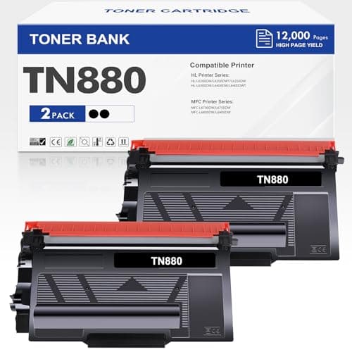 Toner Bank Compatible Toner Cartridge Replacement for TN880 TN 880 for HL-L6200DW MFC-L6700DW MFC-L6800DW HL-L6200DWT HL-L6300DW MFC-L6900DW Super High Yield Printer (Black, 2-Pack) - Image 1
