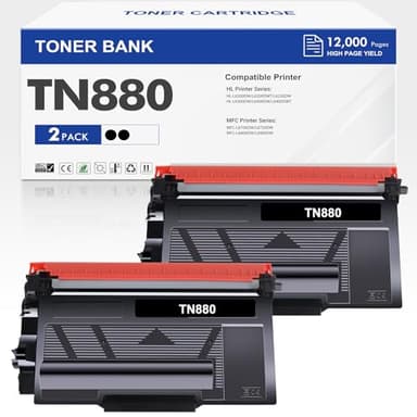 Toner Bank Compatible Toner Cartridge Replacement for TN880 TN 880 for HL-L6200DW MFC-L6700DW MFC-L6800DW HL-L6200DWT HL-L6300DW MFC-L6900DW Super High Yield Printer (Black, 2-Pack) - Image 1