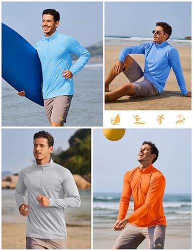 TACVASEN Running Shirts for Men Long Sleeve UV Protection 1/4 Zip Shirts for Athletic Summer Tops for Mens Rash Guard Golf T-Shirts Orange M - Image 6