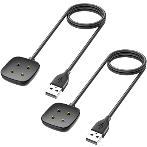 Trami 2 Pack Compatible with Fitbit Sense&Versa 3 Charger, Replacement USB Charging Cable Cord Stand for Versa 3/Versa 4/Sense/Sense 2 Watch,3.3ft+3.3ft - Image 1
