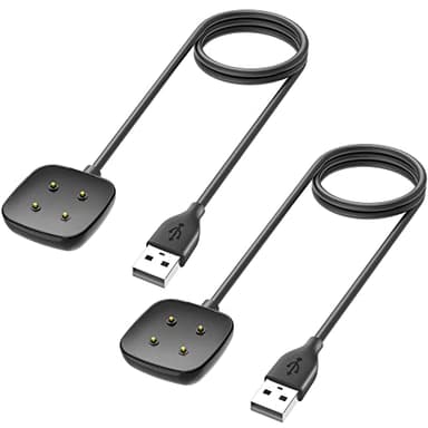 Trami 2 Pack Compatible with Fitbit Sense&Versa 3 Charger, Replacement USB Charging Cable Cord Stand for Versa 3/Versa 4/Sense/Sense 2 Watch,3.3ft+3.3ft - Image 1