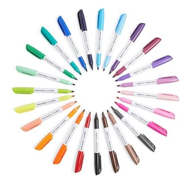 Amazon Basics Fine Tip Point Permanent Markers for Office, School, and Home Use, Assorted Colors, 24 Pack - Image 6