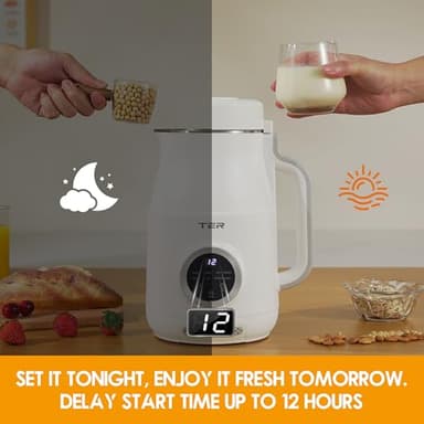 8-in-1 Nut Milk Maker, 40oz Blender Homemade Almond, Oat, Soy, Coconut milk, Juice & Soup, Electric Bean Milk Machine with Delay Start/Auto-Clean/Boil Water/Keep Warm, White - Image 4