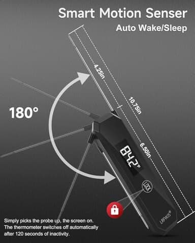 Meat Thermometer Digital 0.5 Sec Instant Read Thermometer, Accurate to ±0.5°F Ultra Fast Digital Food Thermometer for Cooking Outside Grill BBQ, 180° Auto Rotating Display, Waterproof, Auto Wake/Sleep - Image 5