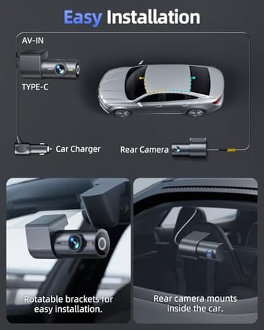 4K Dash Cam Front and Rear, 64GB SD Card, 1.5” IPS Display Car Camera, 5Ghz WiFi+App Control, Night Vision, 24H Parking Mode, G-Sensor, WDR, 170° Wide Angle, 4K+1080P Dual Dash Camera for Cars - Image 8