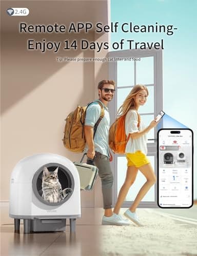 Automatic Cat Litter Box Self Cleaning,Smart Litter Box with 10 Safety Sensor Radars,100L Electric Cat Litter Boxes with Stairs for Multiple Cats,APP-Control,Advanced Odor Control OMCPET (White) - Image 3