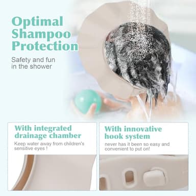 Baby Shower Cap Hat Soft Adjustable Bath Head Cap Visor for Washing Hair Safe Shampoo Shower Bathing Protection Head Eye Ear,Shampoo Caps for Toddler,Baby,Kids,Children,Makes the Bath More Fun - Image 2