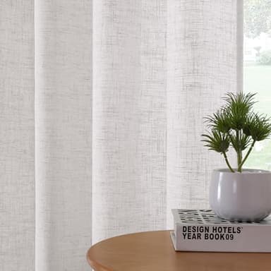 H.VERSAILTEX Linen Curtains 84 Inch Length for Living Room 2 Panels Modern Farmhouse Light Filtering Window Privacy Drapes for Farmhouse Window Treatment, 52 x 84 - Natural White with Brownish Linen - Image 7