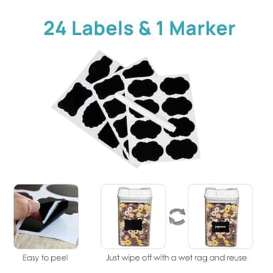 Vtopmart 14 PCS Airtight Food Storage Containers Set, BPA Free Plastic Kitchen Pantry Organizer, with Easy Lock Lids for Pasta Spaghetti Cereal Snack Flour Sugar Rice Organization, Include 24 Labels - Image 7