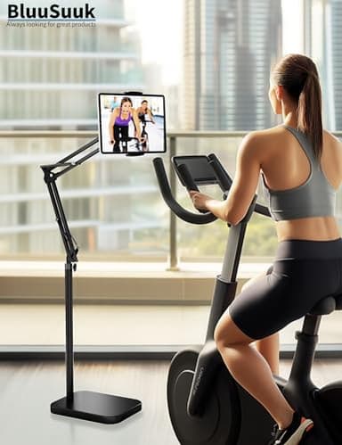 BluuSuuk Tablet Floor Stand with 11lb Stable Base - Adjustable Height Stretchable Arm Swivel Holder Mount, Compatible with iPad Pro Air Mini 12.9/9.7, Kindle, Galaxy Tab, Cell Phones (4.7''-13'') - Image 7