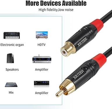 RCA Y Splitter Cable, RCA Male to 2 Female RCA Y- Adapter Stereo Audio Cable for Speaker, Subwoofer, Home Theater -1.5 feet - Image 6