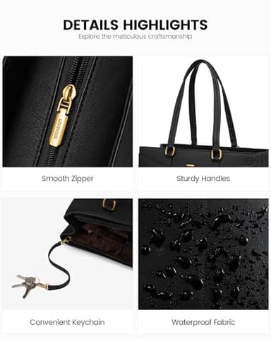 LOVEVOOK Laptop Bag for Women,15.6 Inch Laptop Tote Bag for Women,Vintage Leather Work Tote Bags Computer Teacher Bag,Waterproof Business Office Briefcase - Image 7