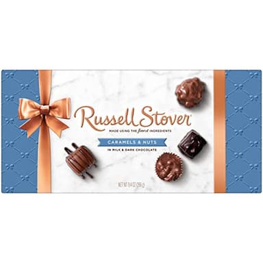 Russell Stover Caramel and Nuts in Milk and Dark Chocolate, Mother's Day Chocolate Gift Box, 9.4 Ounce - Image 1
