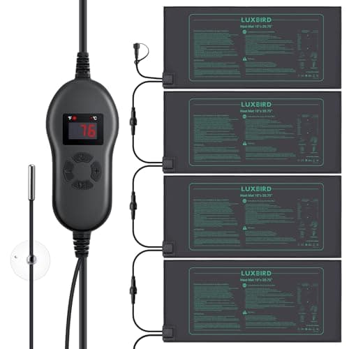 LUXBIRD 4 Pack Seedling Heat Mats with Digital Thermostat Controller, 10" x 20.75" Waterproof for Seed Starting, Germination, Hydroponics, Brewing, Breeding, Greenhouses (LB-HT04) - Image 1