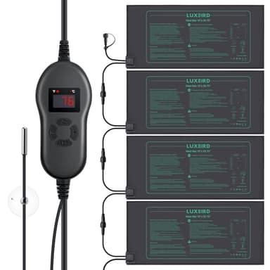 LUXBIRD 4 Pack Seedling Heat Mats with Digital Thermostat Controller, 10" x 20.75" Waterproof for Seed Starting, Germination, Hydroponics, Brewing, Breeding, Greenhouses (LB-HT04) - Image 1