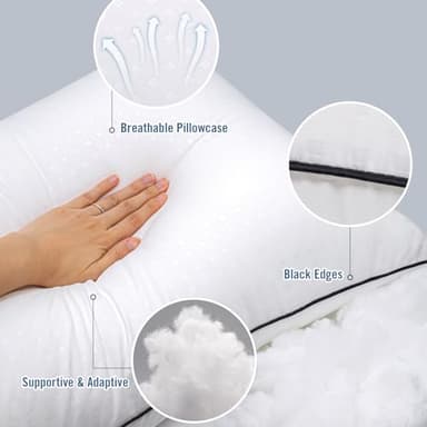 Higoom Standard Size Bed Pillows for Sleeping 4 Pack,Luxury Hotel Pillows,Comfortable and Supportive,Machine Washable,Suitable for Stomach,Back and Side Sleepers. - Image 4