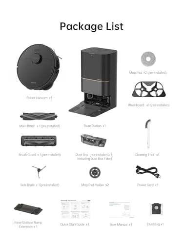 DREAME X40 Ultra Robotic Vacuum with Removable & Liftable Mop, 12,000Pa Suction, Side Brush Extensive Cleaning, 158°F Mop & Washboard Self Cleaning, Auto-Empty, Auto Refill, liftable Brushes - Image 9