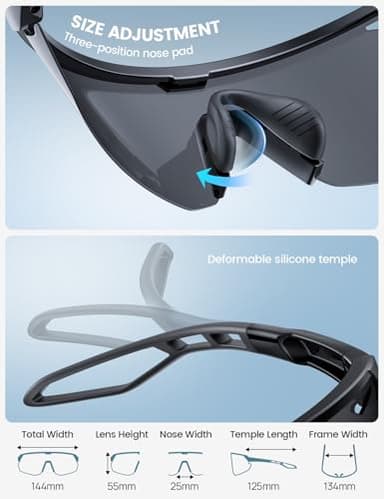 Lamicall Polarized Sports Sunglasses for Men Women, [24g Ultralight] [Adjustable Nose Pad] UV400 Protection Sun Glasses for Cycling Running Baseball Fishing Golf Beach Volleyball, Half Frame, Black - Image 6