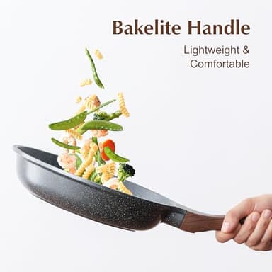 SENSARTE 12.5 Inch Nonstick Frying Pan Skillet, Swiss Granite Coating Omelette Pan, Healthy Stone Cookware, PFOA Free - Image 3