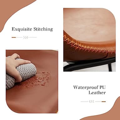 DUMOS 26 Inch Counter Height Bar Stools Set of 4, Modern Faux Leather High Barstools with Back and Metal Leg, Bar Chairs for Kitchen lsland, Elegant Brown - Image 4