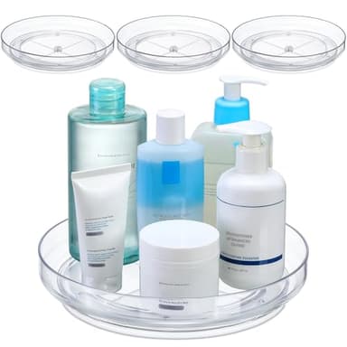 2 Pack 9 Inch Clear Acrylic Lazy Susan, Non-Skid Turntable Organizer for Cabinet, Kitchen, Pantry Organization Storage, Refrigerator, Vanity Makeup, Bathroom Countertop Organizing, Rotating Spice Rack - Image 9