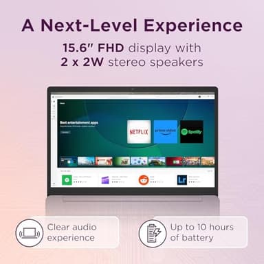 Lenovo Chromebook 15 (15.6" FHD Display, 4GB RAM, 128GB Storage (64GB eMMC + 64GB SD Card) 2TB Cloud Storage, Intel Celeron), Home & Student Laptop, Webcam, Wi-Fi 6, 10-Hr Long Battery Life, Chrome OS - Image 4