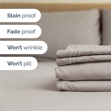 Queen Size 4 Piece Sheet Set - Comfy Breathable & Cooling Bed Sheets Set - Hotel Luxury Bedding for Women, Men, Kids, Teens, Boys & Girls - Deep Pockets, Soft and Wrinkle Free - Oeko-Tex - Light Grey - Image 5