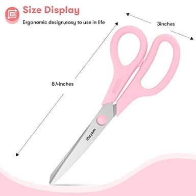 Scissors, iBayam 8" All Purpose Scissors Bulk 3-Pack, Ultra Sharp 2.5mm Thick Blade Shears Comfort-Grip for Office Desk Accessories Sewing Fabric Home Craft School Supplies, Right/Left Handed - Image 3
