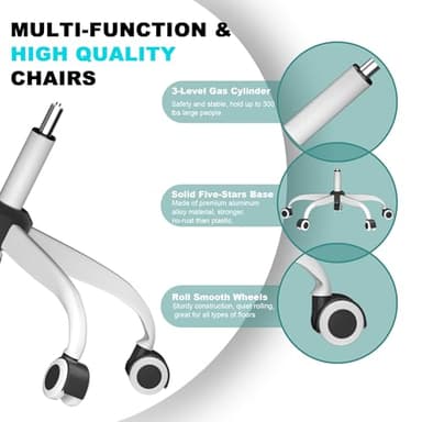 Mimoglad Office Chair, Comfy Desk Chair - High Back Ergonomic Computer Chair with Adjustable Lumbar Support & Headrest, Flip-up Armrests for Guitar Playing, Swivel Task Chair for Home Office - Image 7