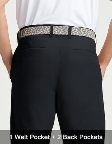 Rouen Mens Work Pants Pockets Slim Fit Stretch Waterproof Business Dress Pants Trouser Chino Casual Mens Golf Pants Black - Image 5