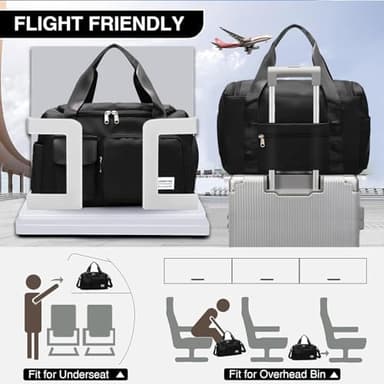 Small Gym Bag for Women, Travel Duffle Bag Carry On Weekender Bag with Shoe Compartment - Image 5
