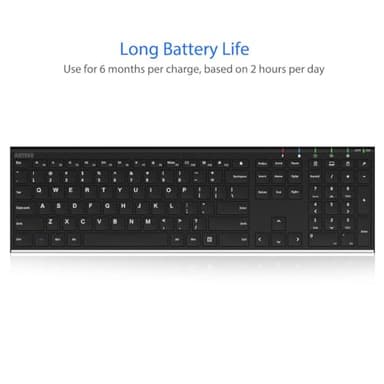 Arteck 2.4G Wireless Keyboard Stainless Steel Ultra Slim Full Size Keyboard with Numeric Keypad for Computer/Desktop/PC/Laptop/Surface/Smart TV and Windows 10/8/ 7 Built in Rechargeable Battery - Image 5